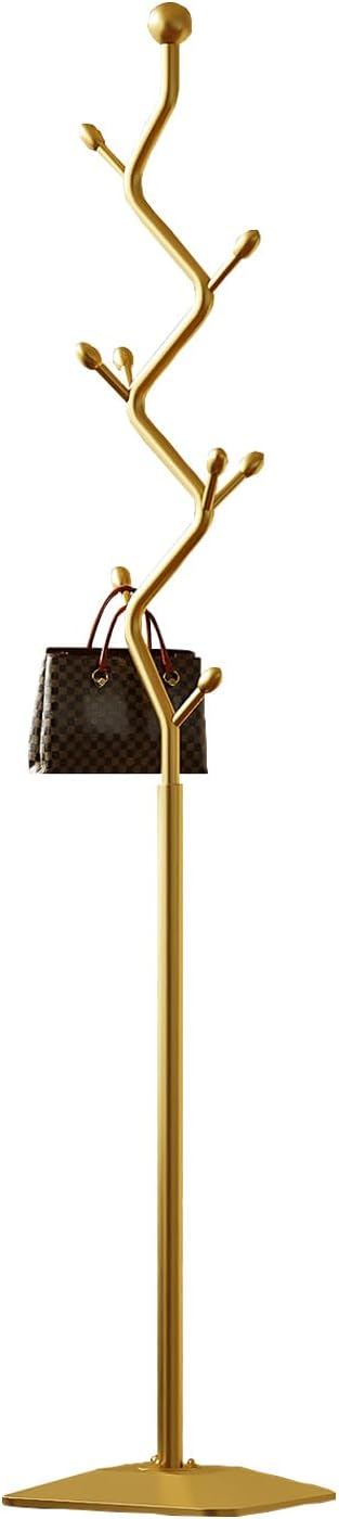 Gold coat rack,Coat Tree Freestanding heavy duty with 8 Hooks and Sturdy Metal Base for Coat Hats Purses,Tree-shaped Coat Stand for Entryway,Bedroom