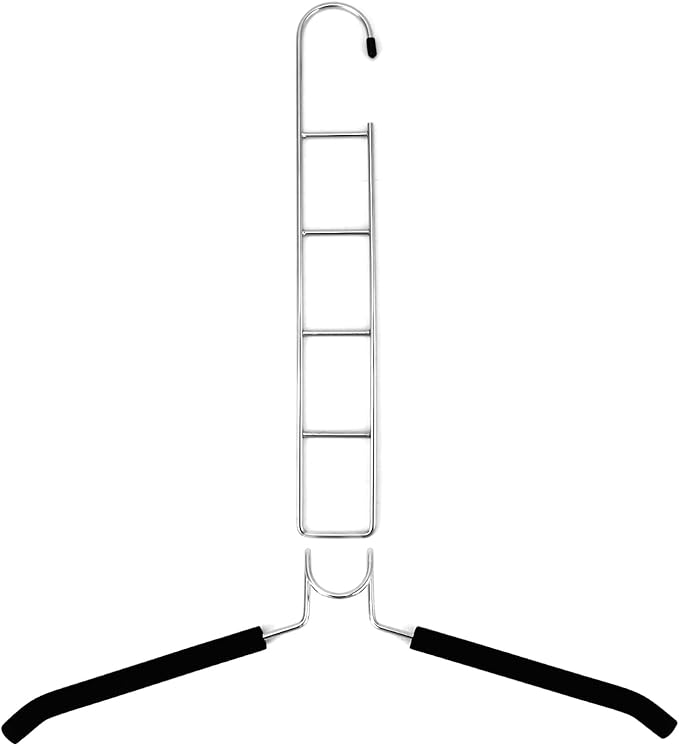 QWORK 4 Pack Clothes Hangers Space Saving, 5 in 1 Multi Layer Metal Hanger Racks for Coat, Suit, Sweater, T-Shirt