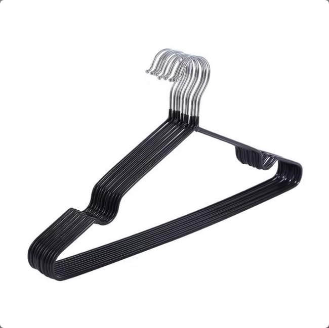 Closet Wire Coat Metal Hangers for Adults, Clothes Hanger for Cloth Non-Slip Dip Hangers, 10-Pack (Black)
