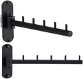 Stainless Steel Swing Arm Hanger, Folding Wall Mounted Clothes Hanger for Laundry Room, Space Saving Clothes Hooks Holder for Drying Rack, 2 Pack (Black)