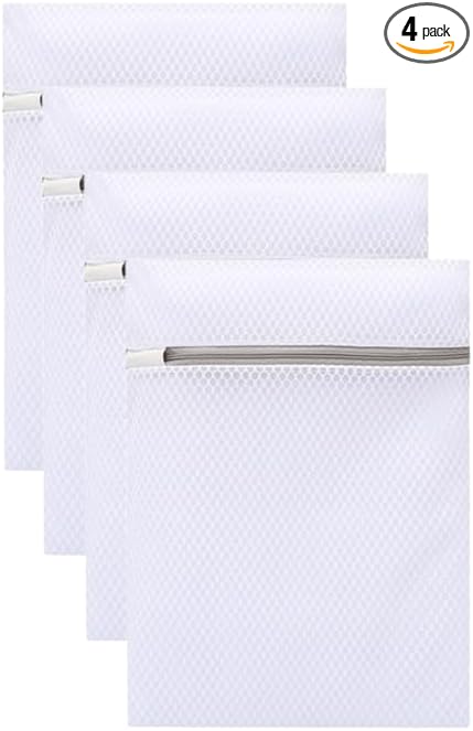 4Pcs Durable Honeycomb Mesh Laundry Bags for Delicates 12 x 16 Inches (2 Thick net, 2 fine net)