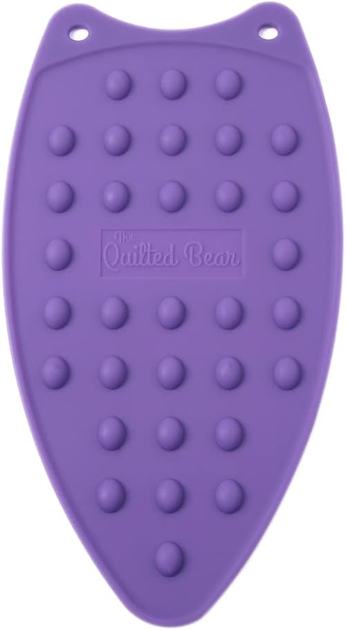The Quilted Bear Iron Rest - Large Silicone Heat Resistant Iron Pad for General Crafts, Portable Ironing Stand for Travel and Quilting (Purple)
