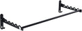 Small Wall Clothes Rail, Aluminium Foldable Drying Rack Hook 90° Rotation Coat Hanger for Laundry Bathroom Balcony (Black Fixed Seats+Rod)