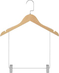 Premium Wooden Hangers for Suits and Pants with Adjustable Clips, for Man Clothes