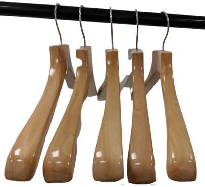 Pillowtex Natural Finish Closet Clothes Hangers - Set of 5