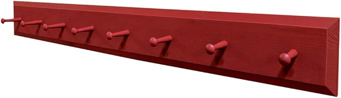Sawdust City Wall Coat Rack with Pegs - 4' long (Solid Red)