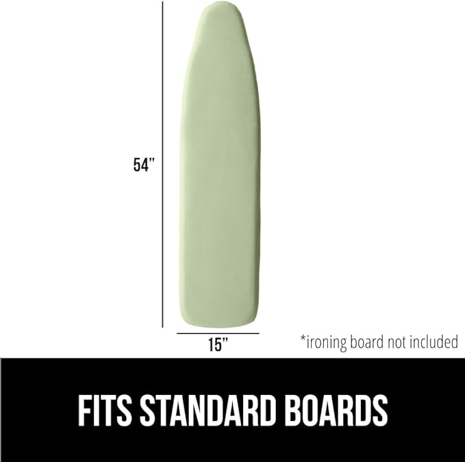 GORILLA GRIP The Original Ironing Board Cover and Pad, Silicone Coating, Thick Scorch Resistant Padding, Heavy Duty Iron Covers Standard Boards, Hook and Loop Fastener Strap, Sage, 15x54