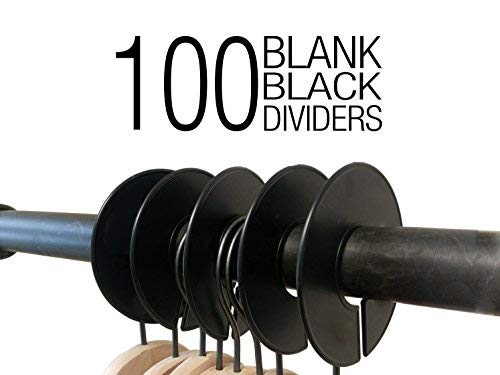 NAHANCO Clothing Size Dividers for Clothing Racks, Round – Black/Blank (Kit of 100)