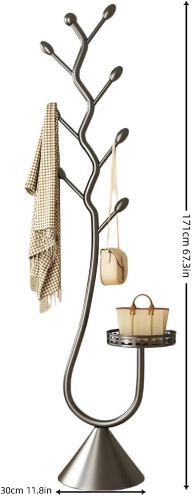 Coat Rack with Metal Base,Tree-Shaped Coat Rack for Bedroom, Entryway, Hallway(Gold)