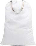 Sanlykate Large Canvas Cotton Laundry Bag with Drawstring & Handles, Heavy Duty Durable Dirty Clothes Organizer, Tear Resistant Hamper Liner Storage Bag, Travel Sack, 25.5 x 34inch - White