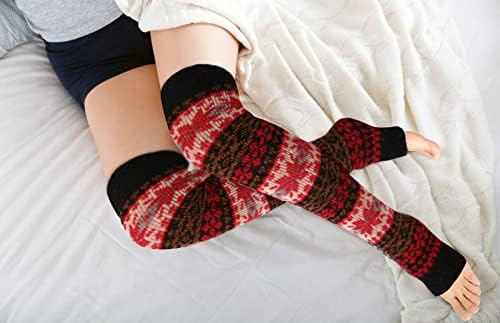 Benefeet Sox Wool Knit Leg Warmers for Women Vintage Boho Leg Warmers Long Winter Warm Thigh High Footless Boot Socks