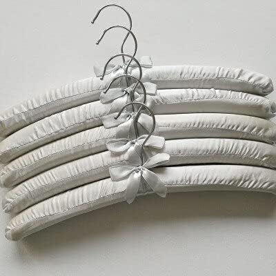 10pcs Satin Padded Hanger Silk Wrapped Clothes Hanger Clothes Hanging Silver Hook Sponge Hangers Clothes Shop Display Hangers (13,38cm)