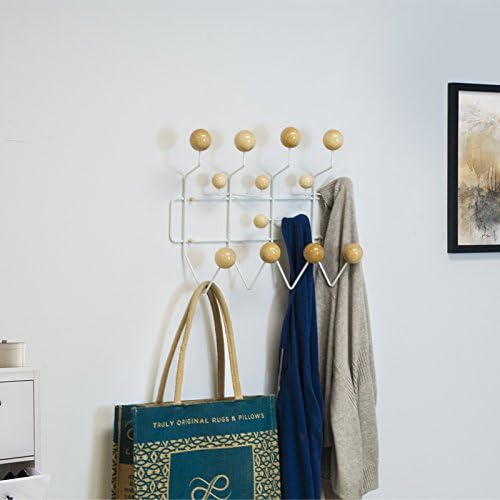 Mid-Century Pop Wood Ball Metal Coat Rack, Natural