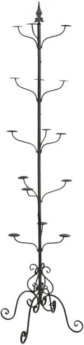 Displays2go Wrought Iron Hat and Coat Rack, Rotates, Total of 31 Hooks, Multi-Tiered, Black, 73" H x 20" W x 20" D