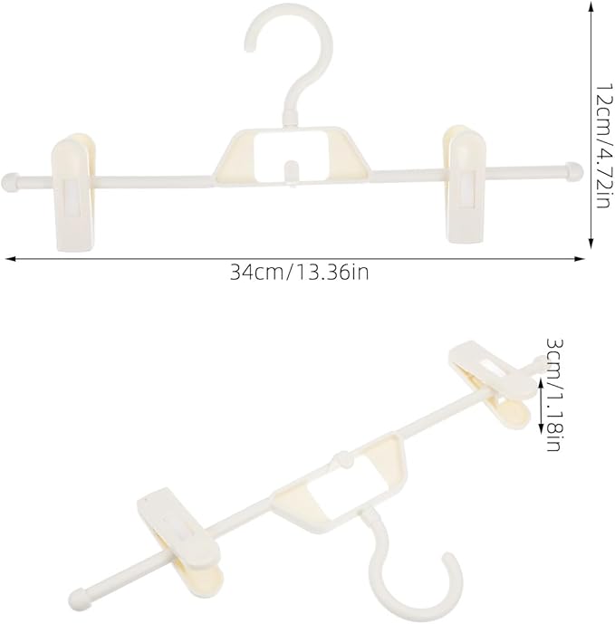 Garneck 5pcs Telescopic Trousers Hanger Jeans Hangers Space Saving Pants Hanger Closet Drying Rack Non-Slip Clip Coat Hangers Wardrobes Clips Storage Rack Underwear Child White Plastic