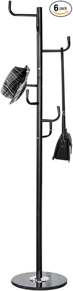 BAKAJI Metal Modern Black Coat Rack 6 Ganci