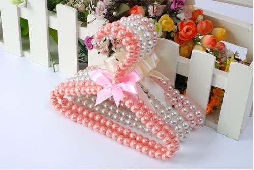 Dog Cat Pet Clothes Hanger Plastic Pearl Beaded Bow Clothes Dress Coat Hangers Closet Coat Storage Organizer Dry Rack 5 Pcs (White)