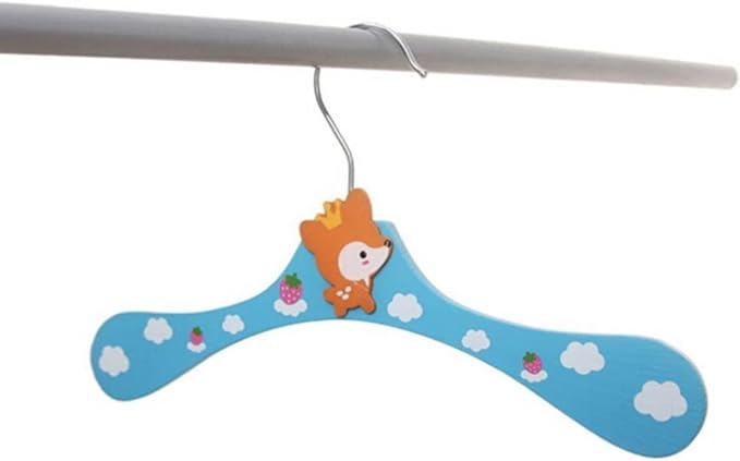HOMSFOU Children S Clothes Rack Cartoon Animal Wooden Coat Hangers for Kids Nursery Closet Storage Set of 5 Space Saving Clothes Hook Stand