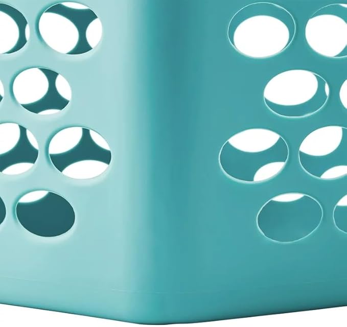 2 Bushel Ultra Easy Carry Plastic Laundry Basket, Flexible Square Laundry Hamper With 2 Sturdy Handles, Dirty Clothes Laundry Hamper Bin for Home, Apartment, or Dorm Room, Teal