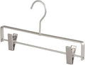 Premium Matte Silvery Aluminum Pants Clip Hanger 10 Pack, 12” Extra Smooth & Durable Metal Shirt Dress Aluminum Alloy Hanger,Clothing Support,Clothing Hang