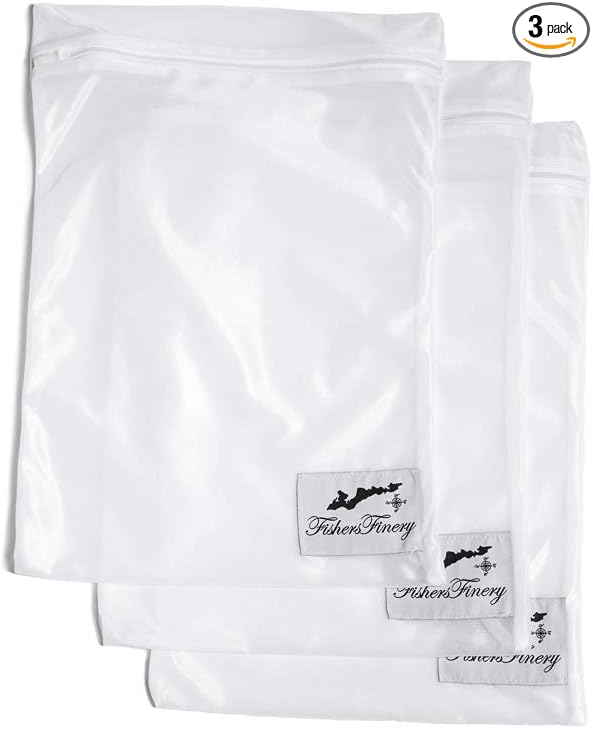 Fishers Finery Laundry Wash Bags with Zipper Closure - Durable Mesh Washing Bags for Delicates, Underwear, Storage, Bras (3 Pack)