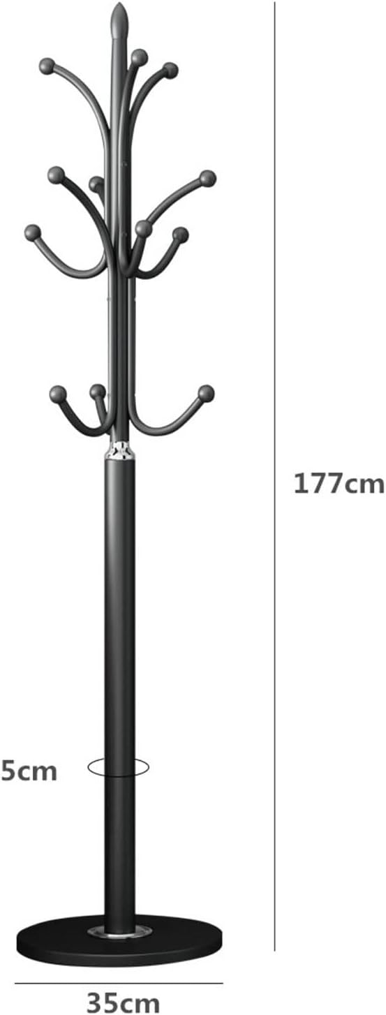 IMPREC Free-Standing Coat Rack, Hat Hanger Metal Coat Hangers Backpacks Umbrellas Purses Simple Coat Stand Stylish Coat with Stable Round Marble Base (Color : Brown)