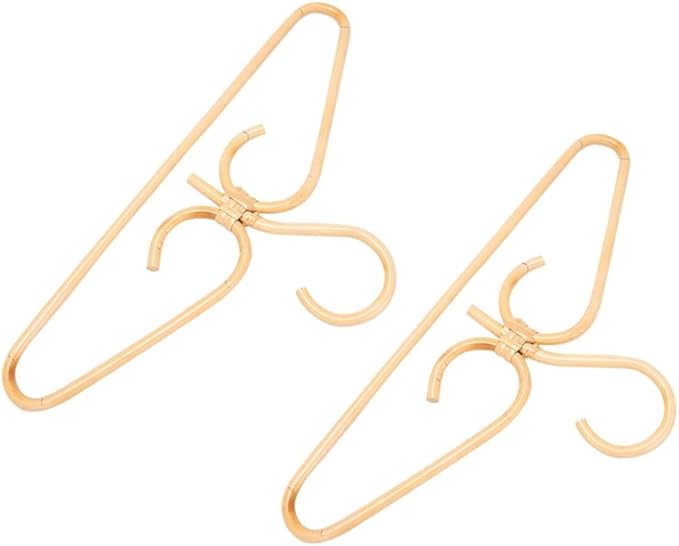 2Pcs Rattan Clothes Hanger Natural Rattan Hand-Woven 3 Hook Hanger for Home Wardrobe Clothing Store Decor 40x20cm