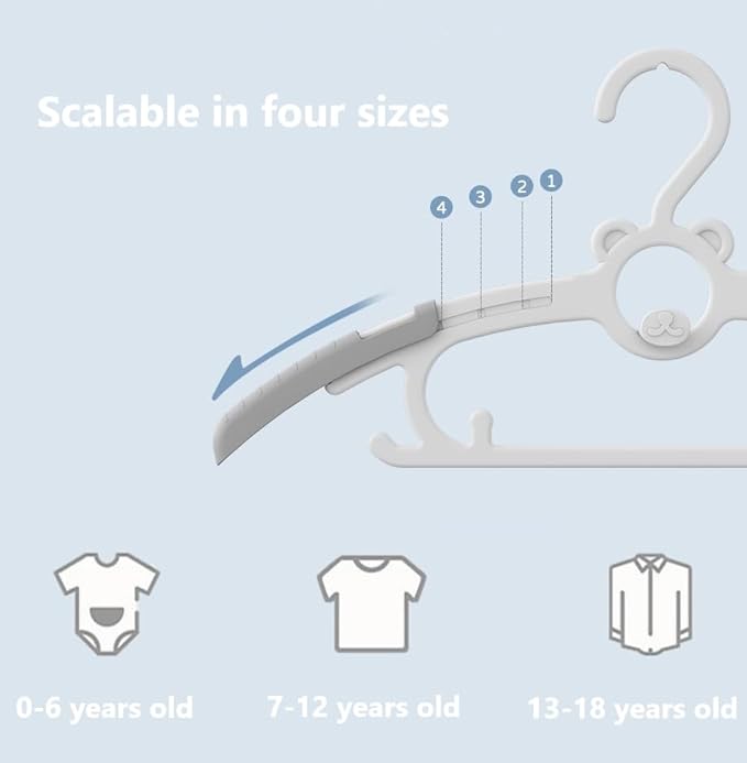 Baby Hangers 50 Pack, Stackable Design Saves Cabinet Space, Adjustable Children'inks Hangers According to The Size of Clothes, Suitable for Babies and Children(Pink)