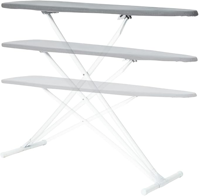 Full Size Ironing Board with Cover & Pad – Made in USA by Seymour Home Products Adjustable Steel T-Legs, 35" High Perforated Top for Steam Durable Iron Board for Home, Laundry Room (Grey)