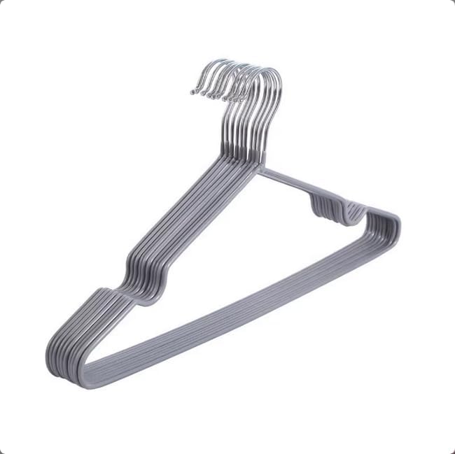 Closet Wire Coat Metal Hangers for Adults, Clothes Hanger for Cloth Non-Slip Dip Hangers, 10-Pack (Gray)