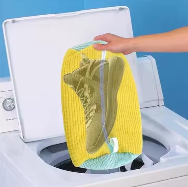 Reusable Mesh Shoe Laundry Bags for Washer and Dryer, Yellow, 2-Pack, Protective Washing Machine Bags for Sneakers and Delicates