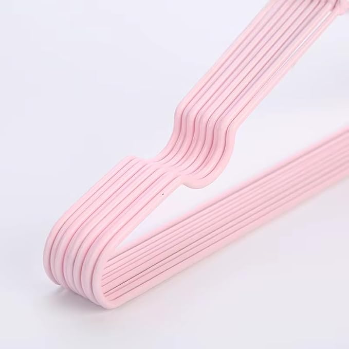 Closet Wire Coat Metal Hangers for Adults, Clothes Hanger for Cloth Non-Slip Dip Hangers, 10-Pack (Soft Pink)