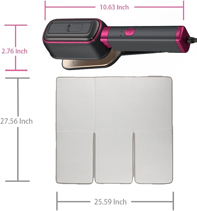 Portable Travel Steamer & Foldable Steamer Board Set, Heat Resistant Iron Board for High Pressure Clothes Steaming,1000W Fabric Wrinkle Remover, Portable 3-in-1 Iron with 15S Fast Heat-up