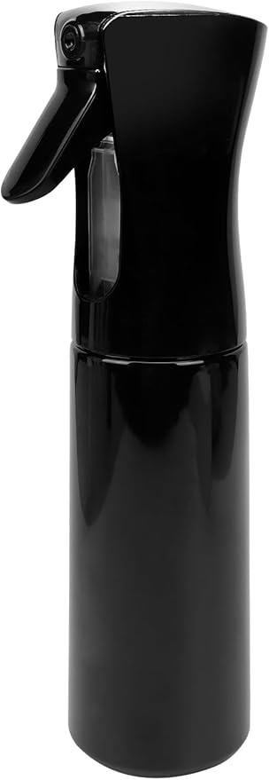 Spray Bottle for Hair (10.1oz/300ml) - 2 Seconds of Mist - Empty Ultra Fine Plastic Water Sprayer, For Hairstyling, Cleaning, Salons, Plants, Essential Oil Scents & More - Black，Press it 3 times