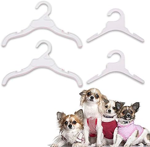 20PCS Pet Clothes Rack Hangers Adorable Durable Functional Plastic Pet Costume Hangers Dogs Cats Small Baby Toddler Clothes Hangers for Home Pets Photo Studio Baby Photo Studio S/L Size (White)