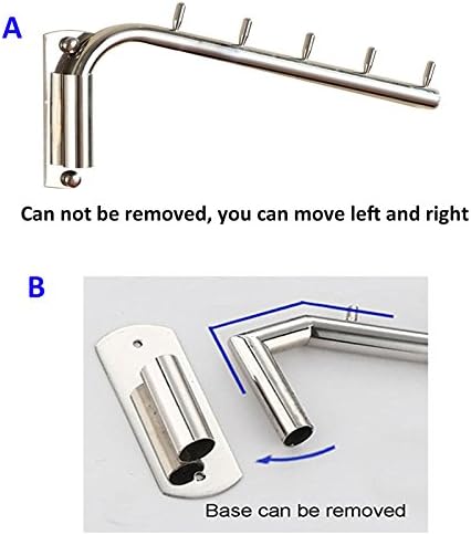 Da Jia Stainless Steel 12.6inch Wall-Mounted Brushed Rotating Clothes Hanger Drying Rack with Swing Arm Holder for Home Closet Storage(A 5 Hooks)