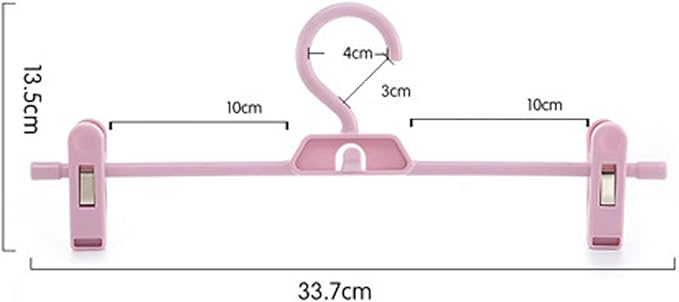 Pants Hangers, 10pcs Adjustable Clothes Hangers with Clips, Portable Drying Rack Travel Plastic Non-Slip Clothes Drying Hanger for Kids Or Adults Garments (Pink)