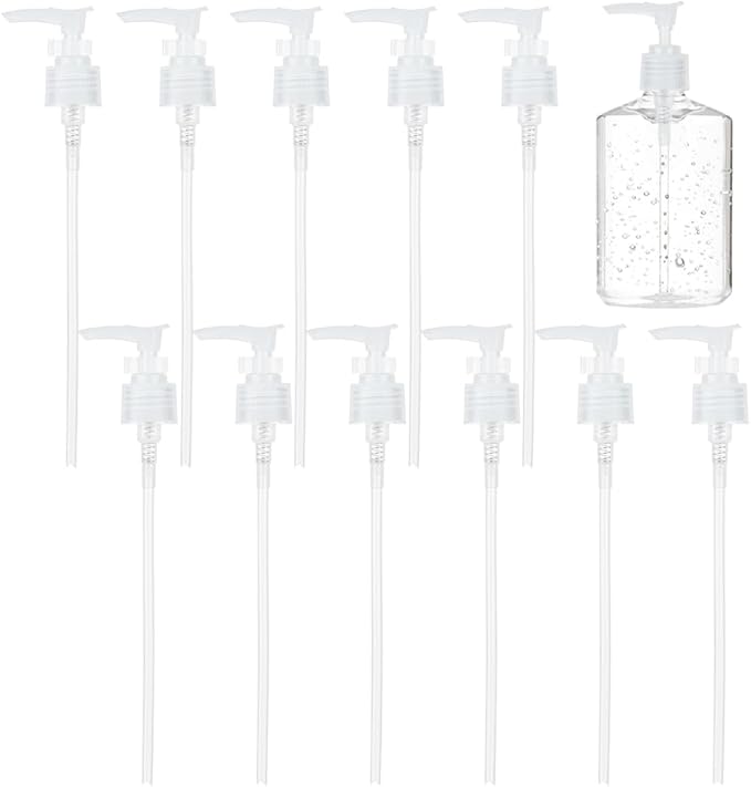 BENECREAT 12 Packs Plastic Replacement Pumps, 24-410 Thread/Neck Locking Clear Dispenser Replacement Pump Lotion Pumps for Soap, Lotion, Shampoo, Kitchen and Bathroom
