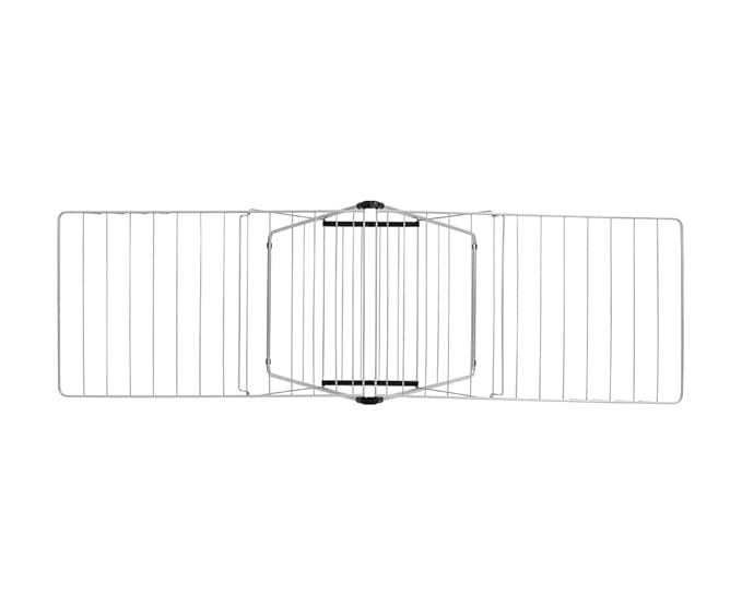 Brabantia HangOn Clothes Drying Rack | 82ft (25m) | Metallic Gray | Large Indoor Clothes Airer Laundry Stand with 2 Fold-Out Wings & Hanger Hooks, Folds Flat | Fits 2 Full Loads
