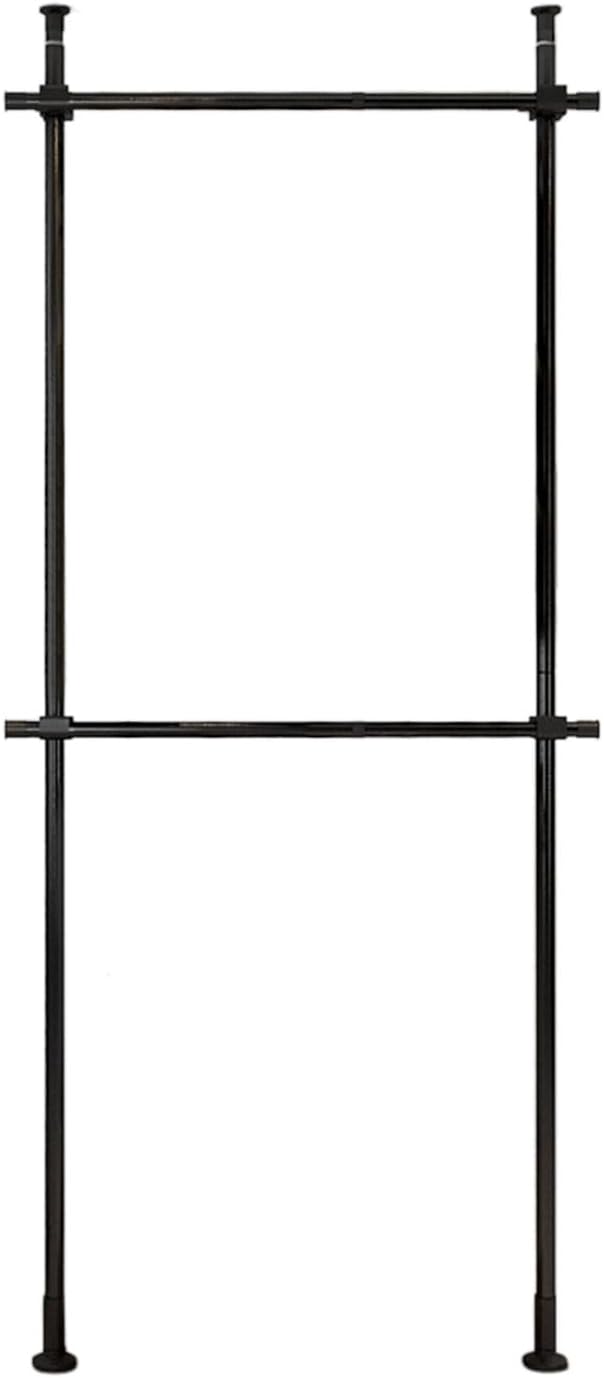 Free Standing Floor Ceiling Laundry Drying Rack, Hanging Clothes Adjustable Garment Rack Heavy Duty Clothes Hanger, 2 Tier Adjustable Telescopic Garment Rack