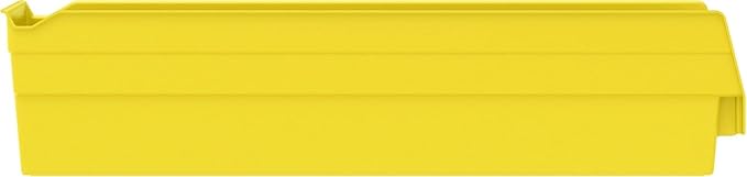 Akro-Mils 30128 Plastic Shelf Bins, Heavy Duty Storage Bins for Garage, Closet, and Drawer Organization, 18-Inch x 4-Inch x 4-Inch, Yellow, 12-Pack