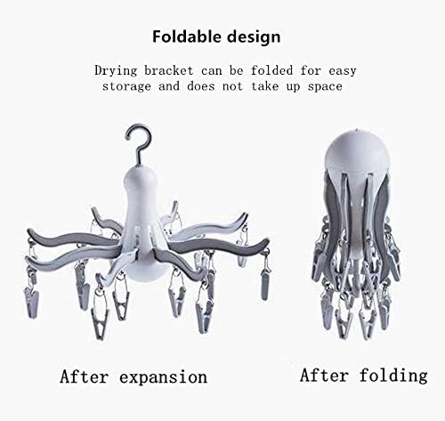 Foldable Clip and Drip Hanger/Hanging Drying Rack - 16 Clips Socks Drying Rack for Drying Underwear Clothes,Socks,Bras,Towel,Pants,Hat,Grey