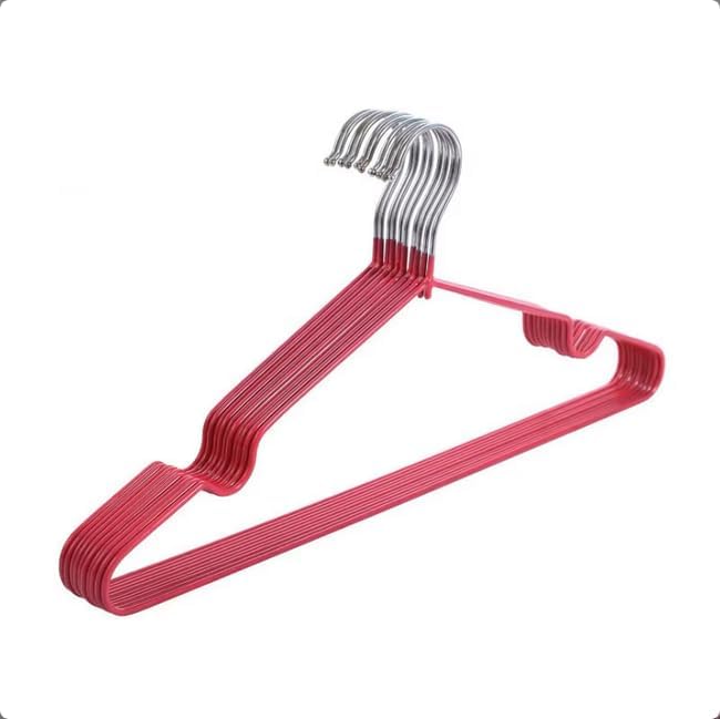 Closet Wire Coat Metal Hangers for Adults, Clothes Hanger for Cloth Non-Slip Dip Hangers, 10-Pack (Ruby Red)