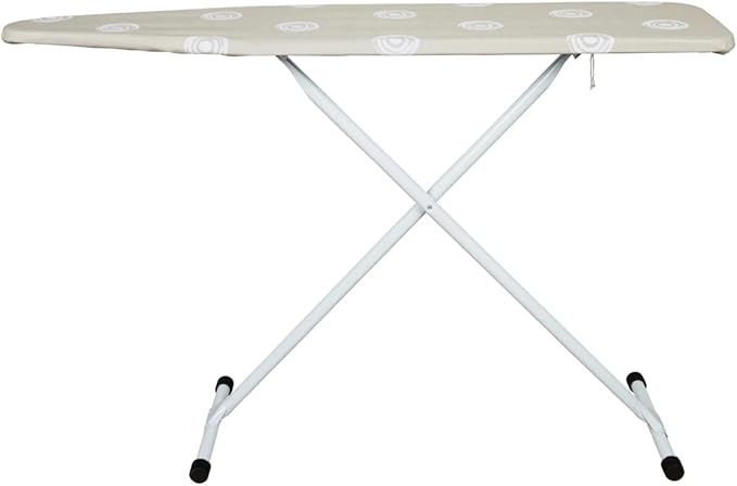 Beige T-Leg Ironing Board with Cotton Cover, 53" x 14" Ironing Board Foldable,Height Adjustable,Home Use