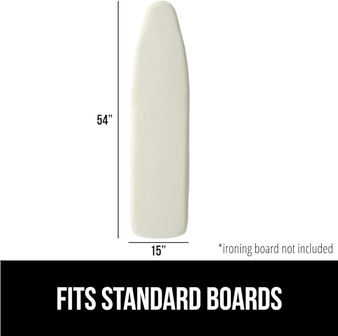 GORILLA GRIP The Original Ironing Board Cover and Pad, Silicone Coating, Thick Scorch Resistant Padding, Heavy Duty Iron Covers Standard Boards, Hook and Loop Fastener Strap, Linen, 15x54