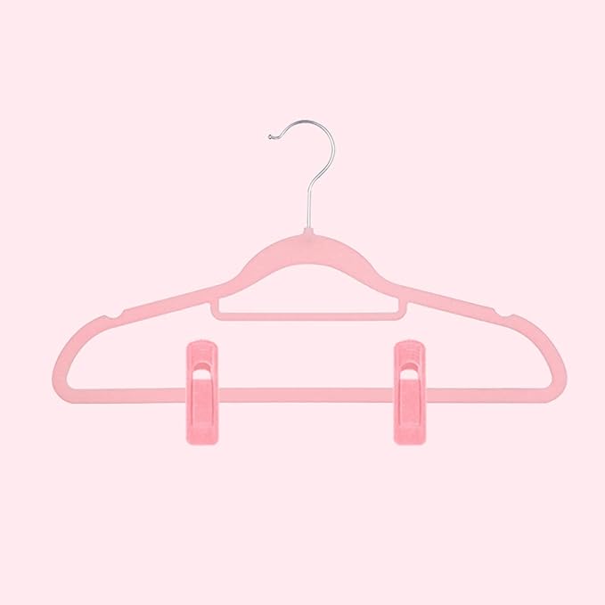 Trgowaul Blush Pink Velvet Hangers Clips, Pants Hangers Velvet Clips, Strong Finger Clips Perfect for Thin Velvet Hangers (20 Pcs, Blush)