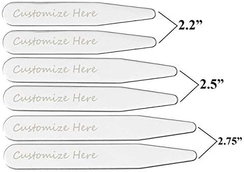 Zysta Personalized Engraving 6pcs Shirts Collar Stays Support 2.2" 2.5" 2.75"