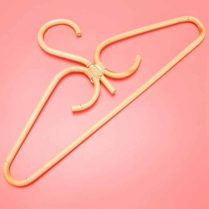 2Pcs Rattan Clothes Hanger Natural Rattan Hand-Woven 3 Hook Hanger for Home Wardrobe Clothing Store Decor 40x20cm