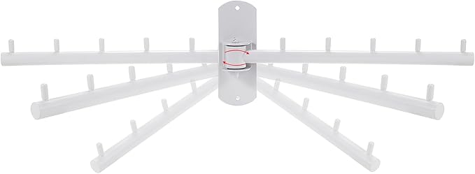 Sumnacon Clothes Rack, 2 Pcs Stainless Steel Clothes Hanger, Wall Mounted Clothes Hanging Organizer, Drying Rack with Swing Arm, Space Saving Hangers for Bathroom Laundry Room Closet, White