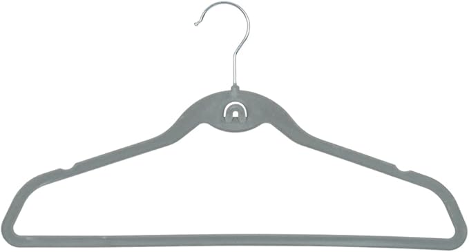 Heavy Duty Velvet Hangers with Cascade Hook, Durable, 360 Degree Rotatable Hook (30, Grey)